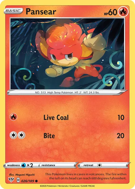 Pansear, Pokémon card DAA 26 — Darkness Ablaze set