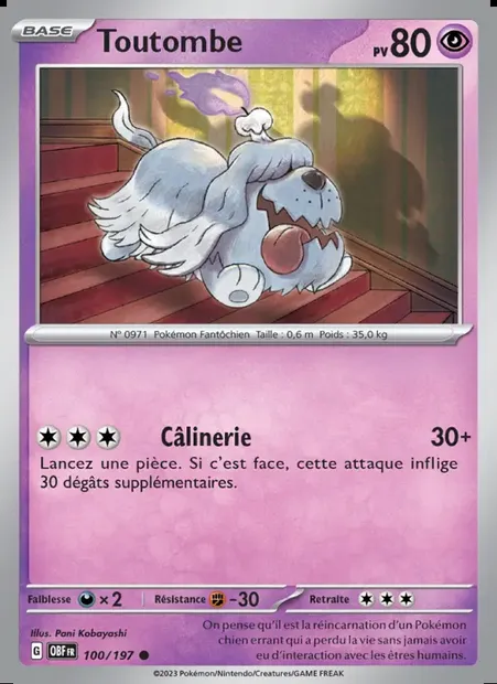 Toutombe, carte Pokémon OBF 100 — extension Flammes Obsidiennes