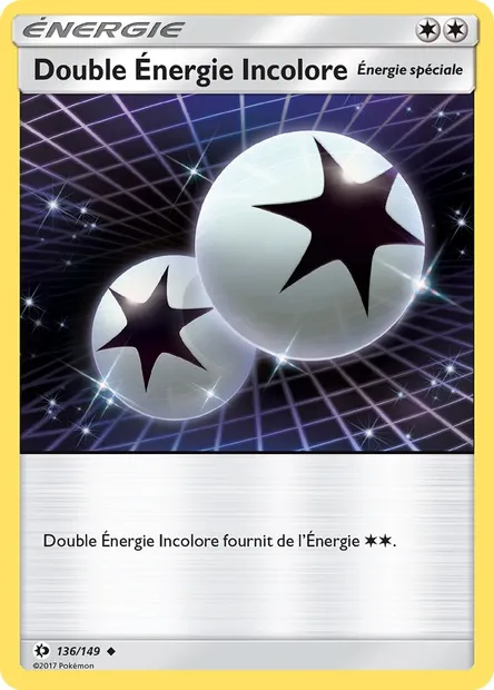 Double Énergie Incolore, carte Pokémon SUM 136 — extension Soleil et Lune