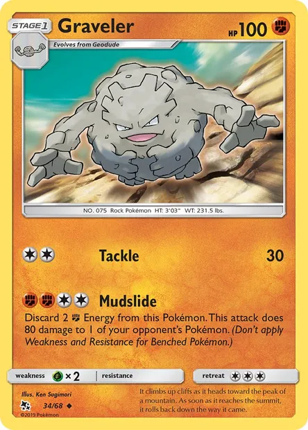 Graveler, Pokémon card HIF 34 — Hidden Fates set