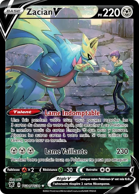 Zacian V, carte Pokémon ASR TG21 — extension Astres Radieux