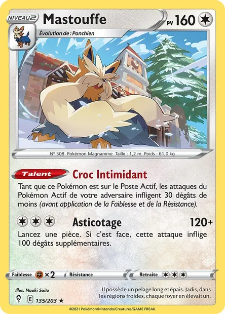Mastouffe, carte Pokémon EVS 135 — extension Évolution Céleste