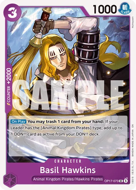 Basil Hawkins, One Piece card OP17-073 — THE WORLD’S STRONGEST WARRIORS set
