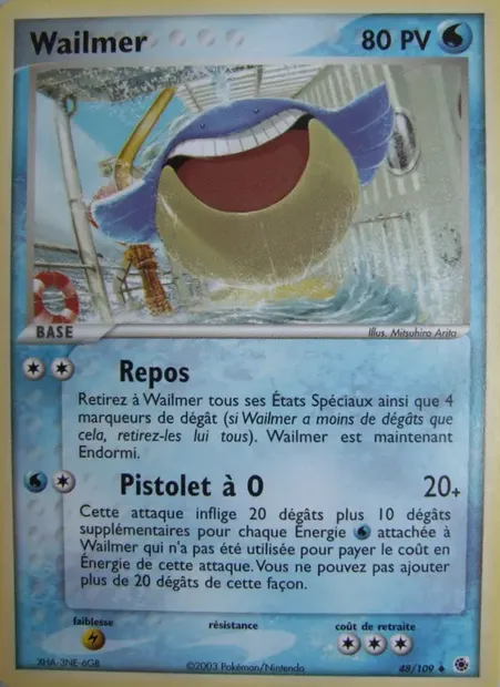 Wailmer, carte Pokémon RS 48 — extension EX Rubis & Saphir