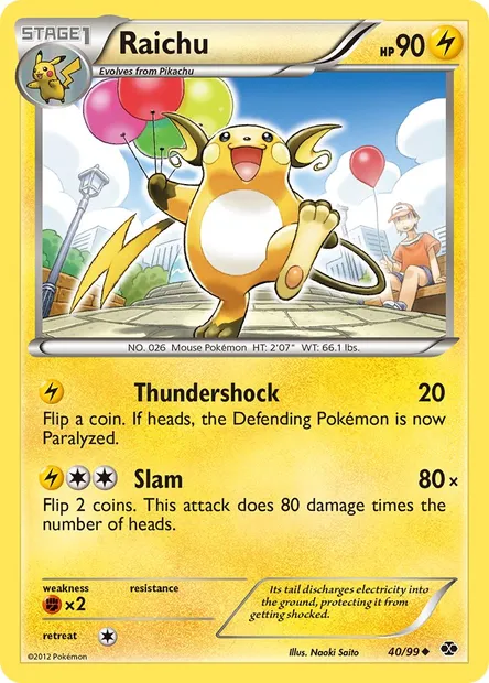 Raichu, Pokémon card NXD 40 — Next Destinies set