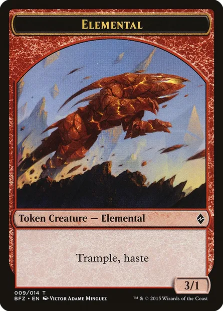 Elemental, carte Magic TBFZ 9 — extension Battle for Zendikar Tokens