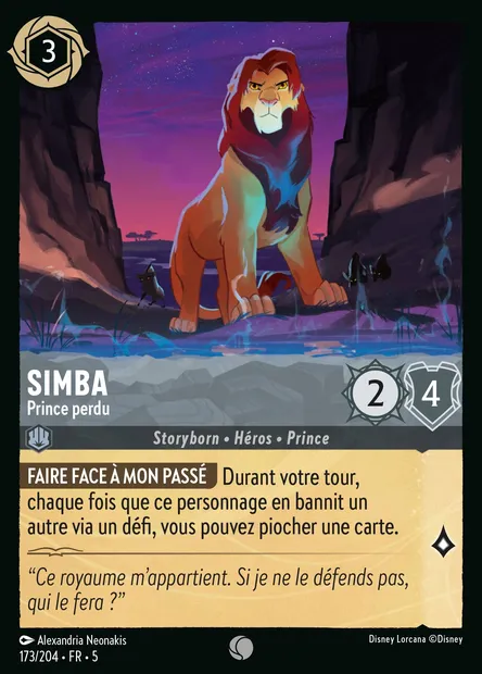 Simba - Prince perdu, carte Disney Lorcana CH5-173 — extension Ciel Scintillant