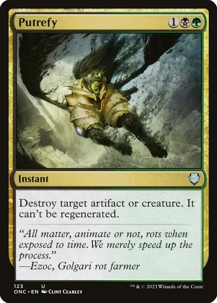 Putrefy, Magic card ONC 123 — Phyrexia: All Will Be One Commander set