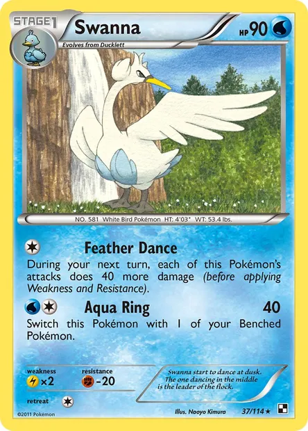 Swanna, Pokémon card BLW 37 — Black & White set