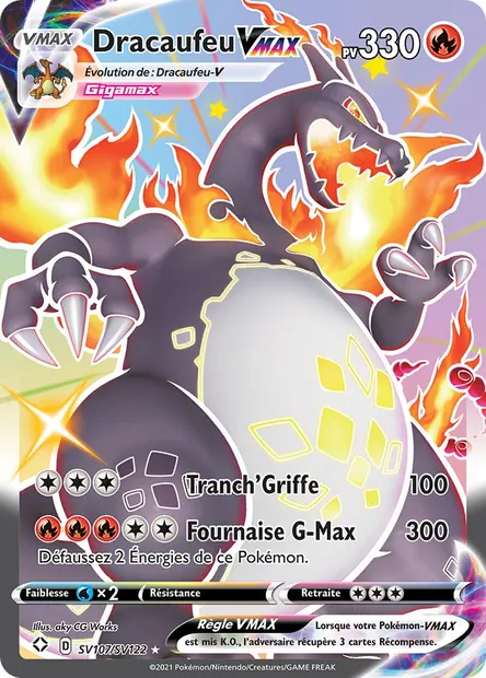 Dracaufeu VMAX, carte Pokémon SHF SV107 — extension Destinées Radieuses