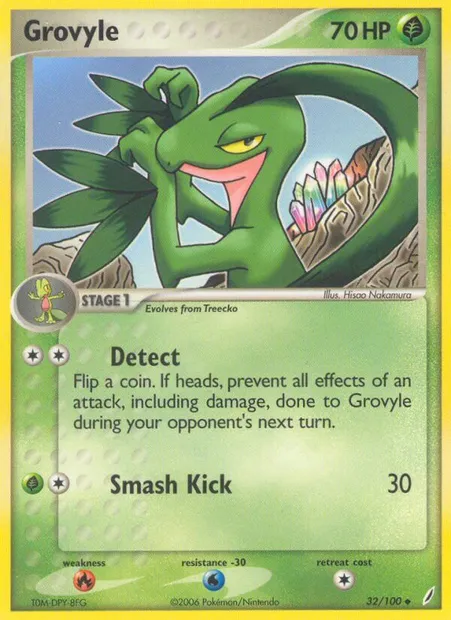 Grovyle, Pokémon card CG 32 — Crystal Guardians set