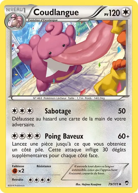 Coudlangue, carte Pokémon FFI 79 — extension Poings Furieux