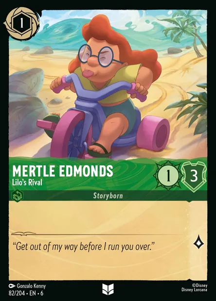 Mertle Edmonds - Lilo's Rival, Disney Lorcana card CH6-082 — Azurite Sea set
