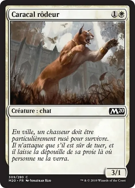 Caracal rôdeur, carte Magic M20 309 — extension Core Set 2020