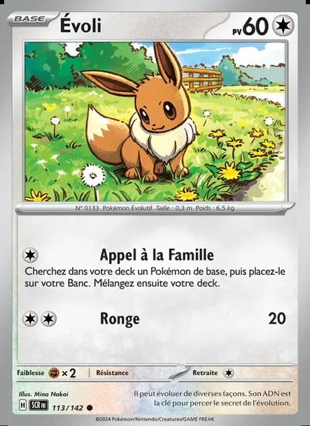 Évoli, carte Pokémon SCR 113 — extension Couronne Stellaire