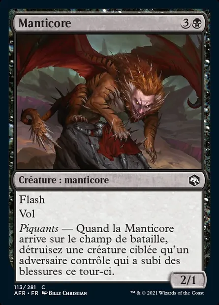 Manticore, carte Magic AFR 113 — extension Forgotten Realms: Aventures dans les Royaumes Oubliés