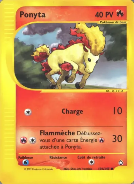 Ponyta, carte Pokémon AQ 102 — extension Aquapolis