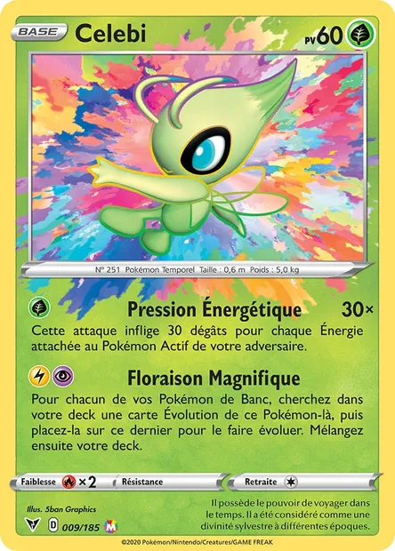 Celebi, carte Pokémon VIV 9 — extension Voltage Éclatant