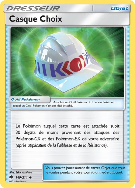 Casque Choix, carte Pokémon LOT 169 — extension Tonnerre Perdu