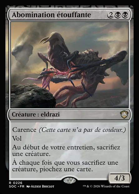Abomination étouffante, carte Magic SOC 226 — extension Secrets of Strixhaven Commander