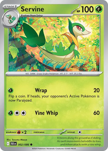 Servine, Pokémon card BLK 002 — Black Bolt set