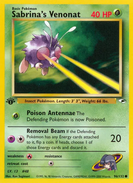 Sabrina's Venonat, carte Pokémon GH 96 — extension Gym Heroes