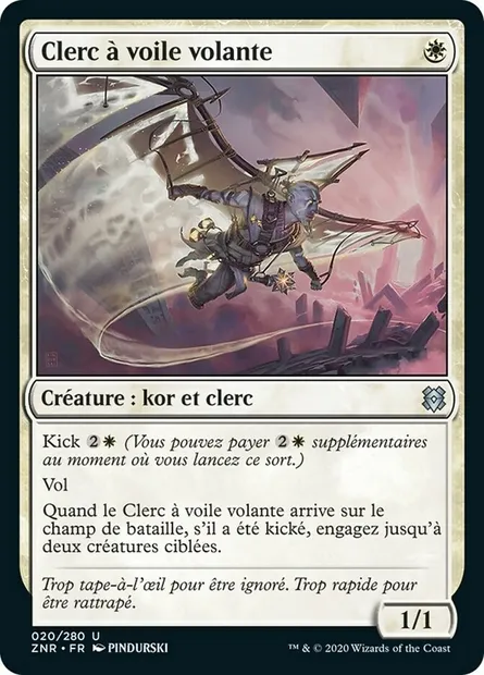Clerc à voile volante, carte Magic ZNR 20 — extension Renaissance de Zendikar