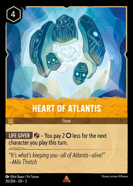 Heart of Atlantis, Disney Lorcana card CH3-030 — Into the Inklands set