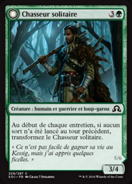 Chasseur solitaire // Membre de la meute, carte Magic SOI 229 — extension Ténèbres sur Innistrad