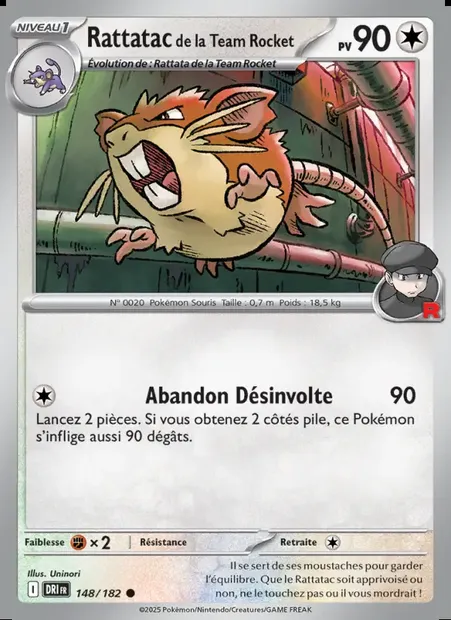 Rattatac de la Team Rocket, carte Pokémon DRI 148 — extension Rivalités Destinées