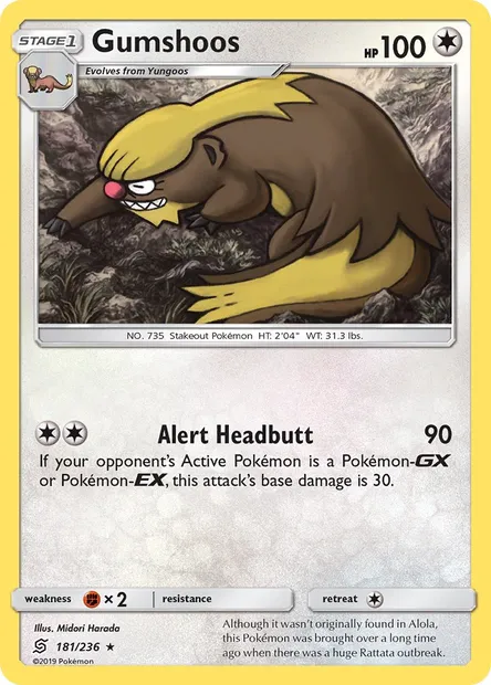 Gumshoos, Pokémon card UNM 181 — Unified Minds set