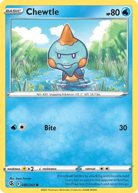 Chewtle, Pokémon card FST 80 — Fusion Strike set