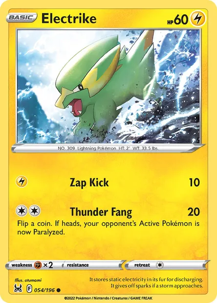 Electrike, Pokémon card LOR 054 — Lost Origin set