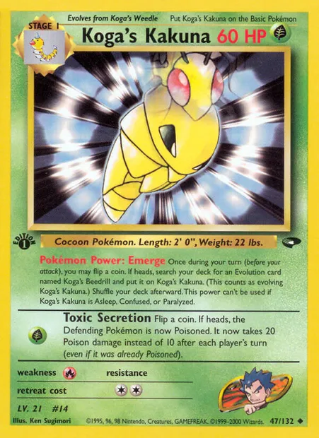 Koga's Kakuna, Pokémon card GC 47 — Gym Challenge set