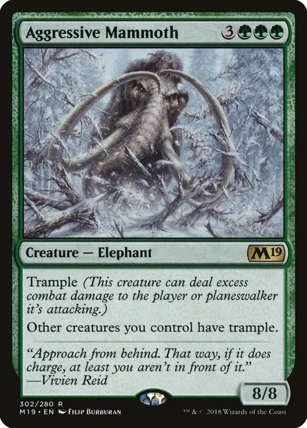 Aggressive Mammoth, Magic card M19 302 — Core Set 2019 set