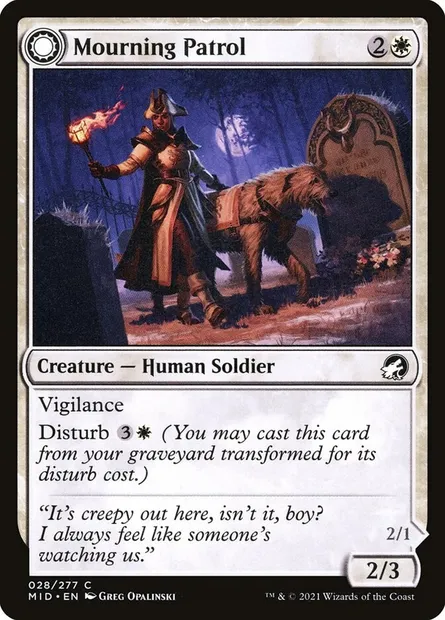 Mourning Patrol // Morning Apparition, Magic card MID 28 — Innistrad: Midnight Hunt set