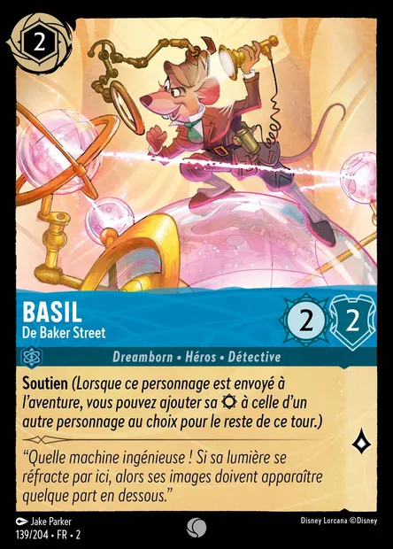 Basil - De Baker Street, carte Disney Lorcana CH2-139 — extension L'Ascension des Floodborn