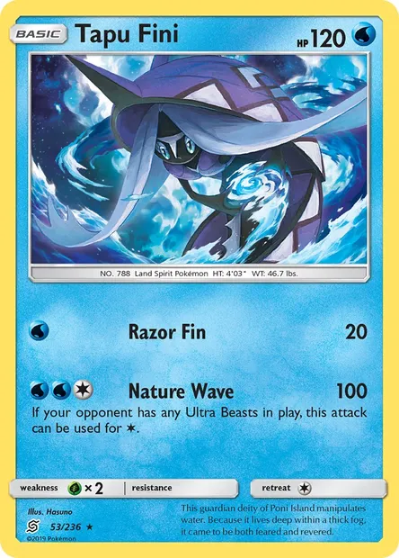 Tapu Fini, Pokémon card UNM 53 — Unified Minds set