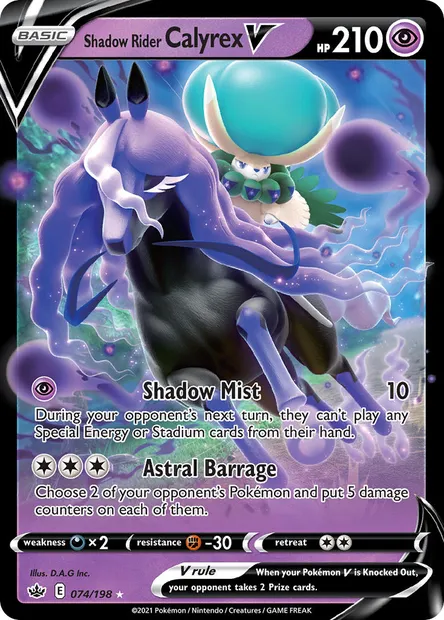 Shadow Rider Calyrex V, Pokémon card CRE 74 — Chilling Reign set