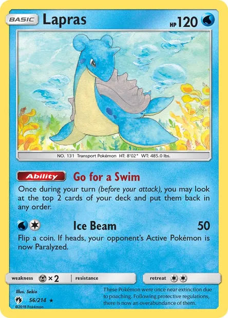 Lapras, Pokémon card LOT 56 — Lost Thunder set