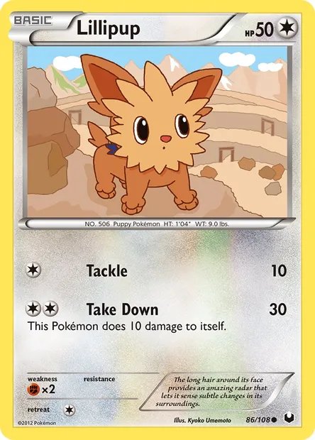 Lillipup, Pokémon card DEX 86 — Dark Explorers set