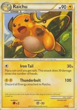Raichu, Pokémon card TK4R 019 — HS Trainer Kit (Raichu) set