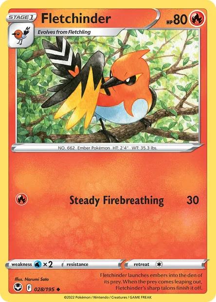 Fletchinder, Pokémon card SIT 028 — Silver Tempest set