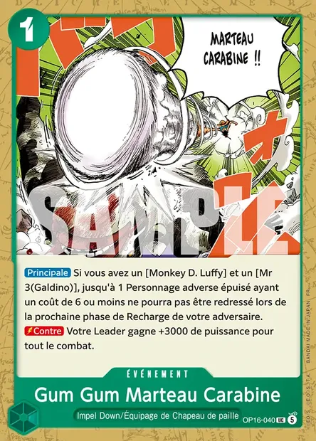 Gum Gum Marteau Carabine, carte One Piece OP16-040 — extension L'HEURE DE LA BATAILLE DÉCISIVE