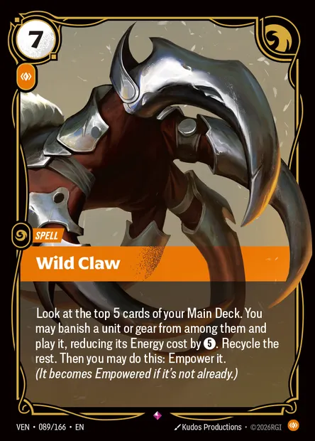 Wild Claw, carte Riftbound VEN 089 — extension Vendetta
