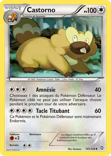 Castorno, carte Pokémon DRX 107 — extension Dragons Éxaltés