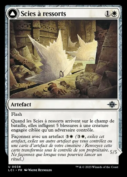 Scies à ressorts // Chariot à roues tranchantes, carte Magic LCI 36 — extension The Lost Caverns of Ixalan