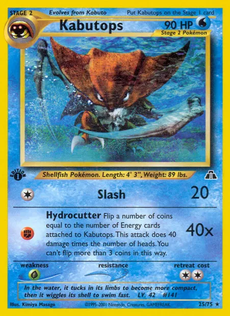 Kabutops, Pokémon card ND 25 — Neo Discovery set