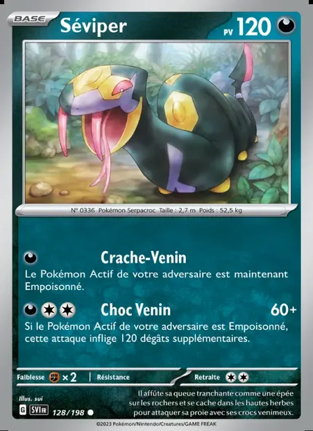 Séviper, carte Pokémon SVI 128 — extension Écarlate et Violet