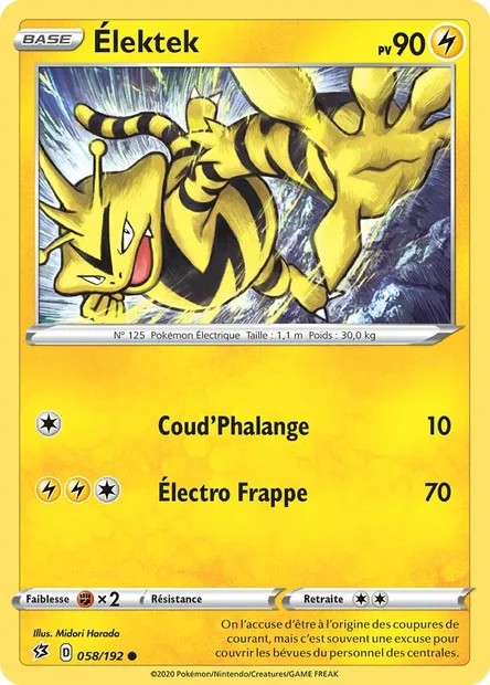 Élektek, carte Pokémon RCL 58 — extension Clash des Rebelles